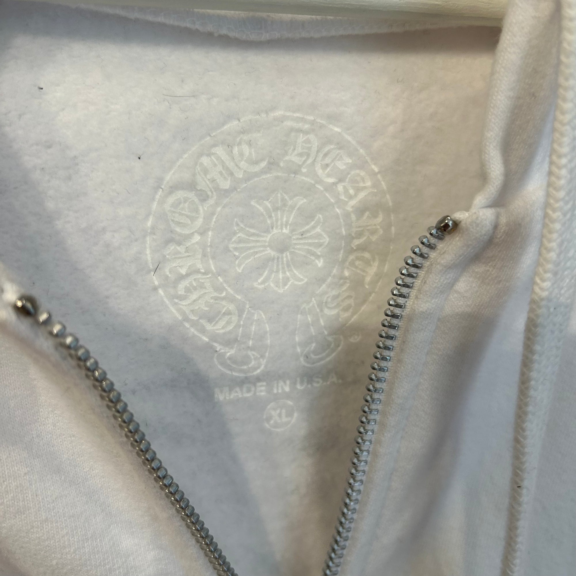 CHROME HEARTS HORSESHOE FLORAL ZIP HOODIE ‘WHITE’