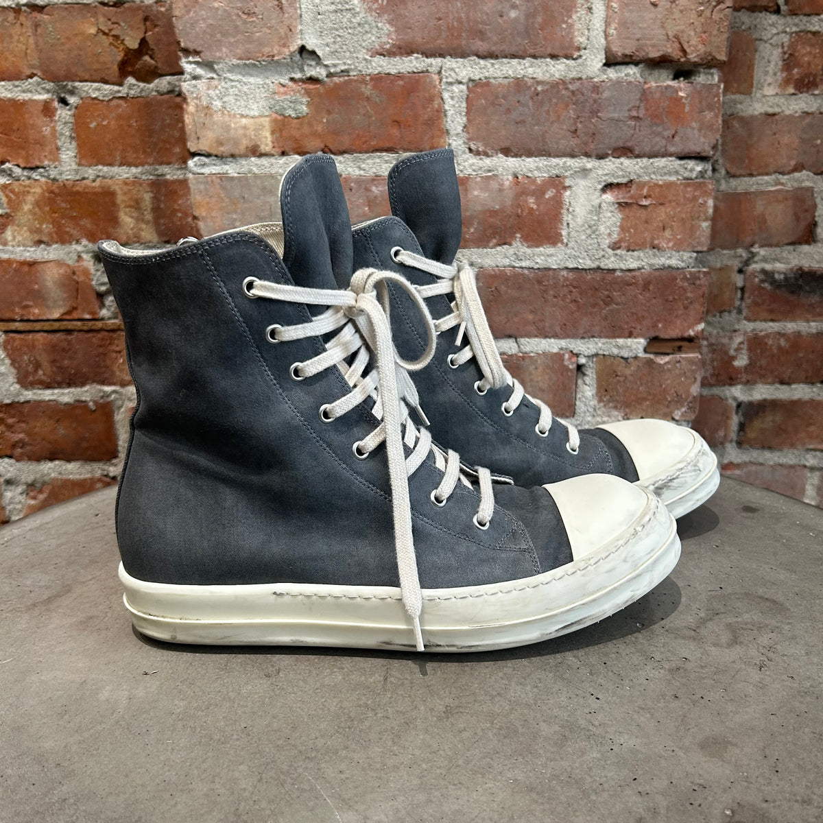 RICK OWENS FW25 CONCORDIANS DRKSHDW WAXED RAMONE SNEAKERS ‘SLATE’