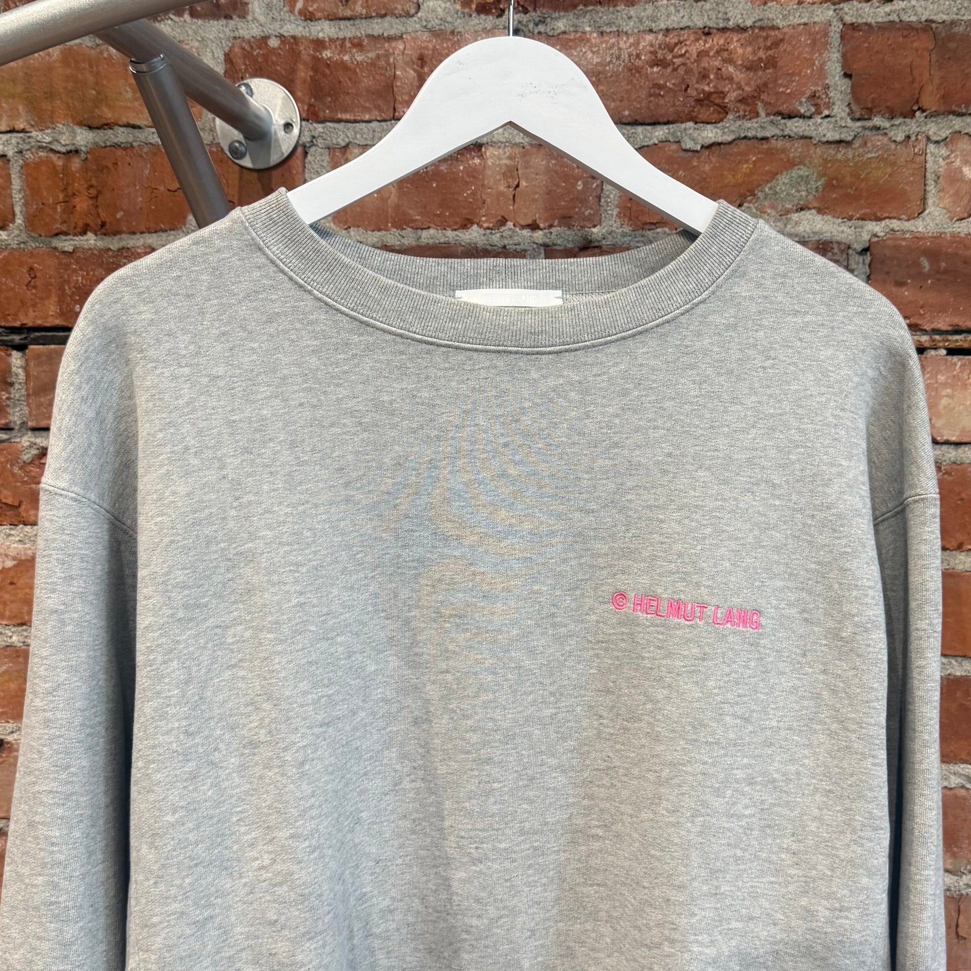 HELMUT LANG EMBROIDERED WORDMARK CREWNECK ‘GREY’