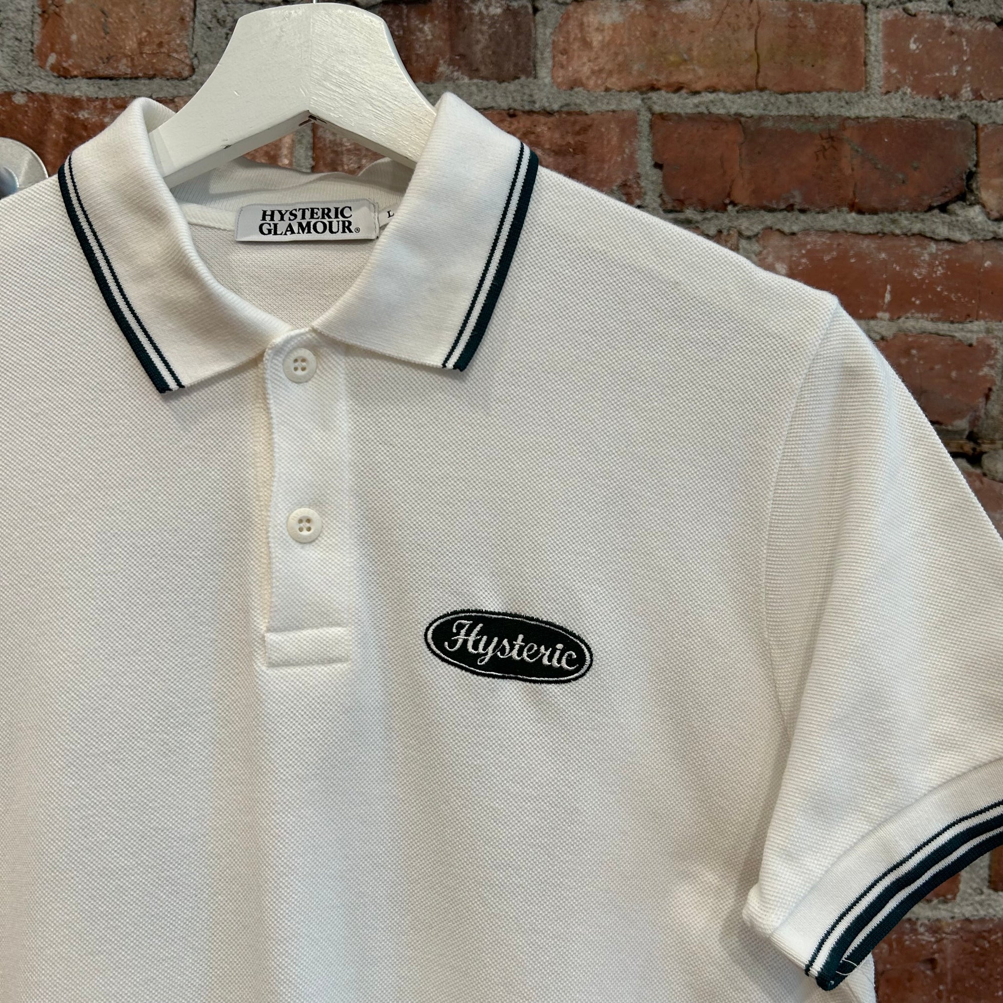 HYSTERIC GLAMOUR ROVER POLO 'WHITE/GREEN'
