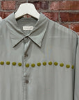 DRIES VAN NOTEN SILK STUDDED BUTTON TOP SHIRT 'GHOST'
