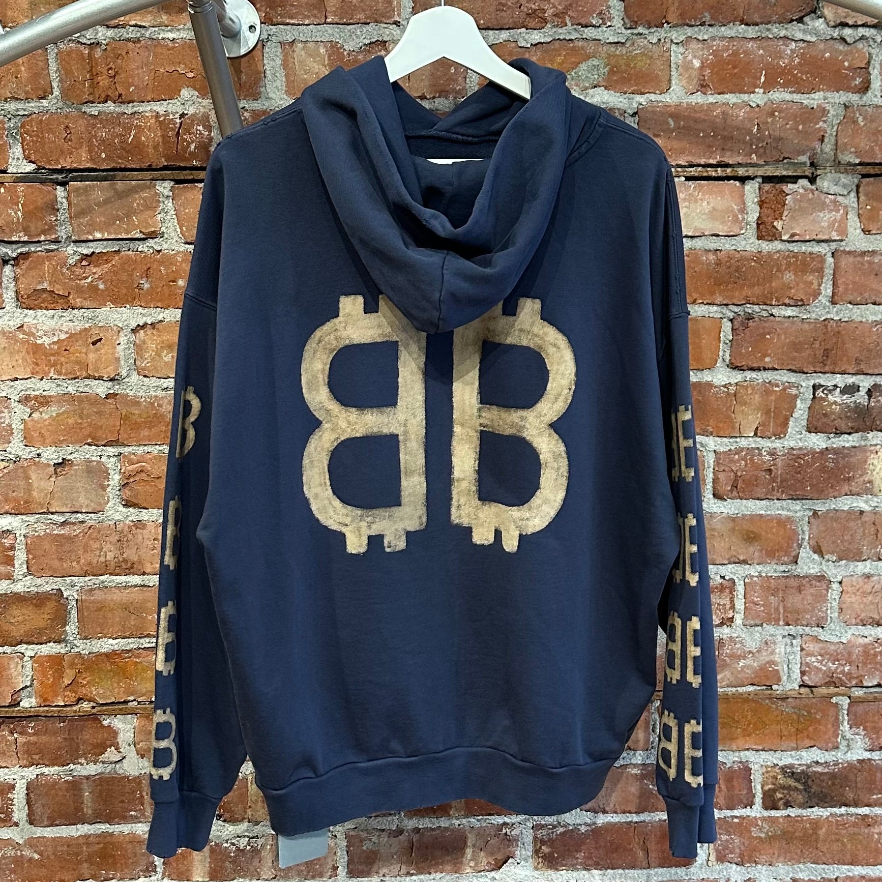 BALENCIAGA FW24 BB CRYPTO LOGO HOODIE ‘NAVY’