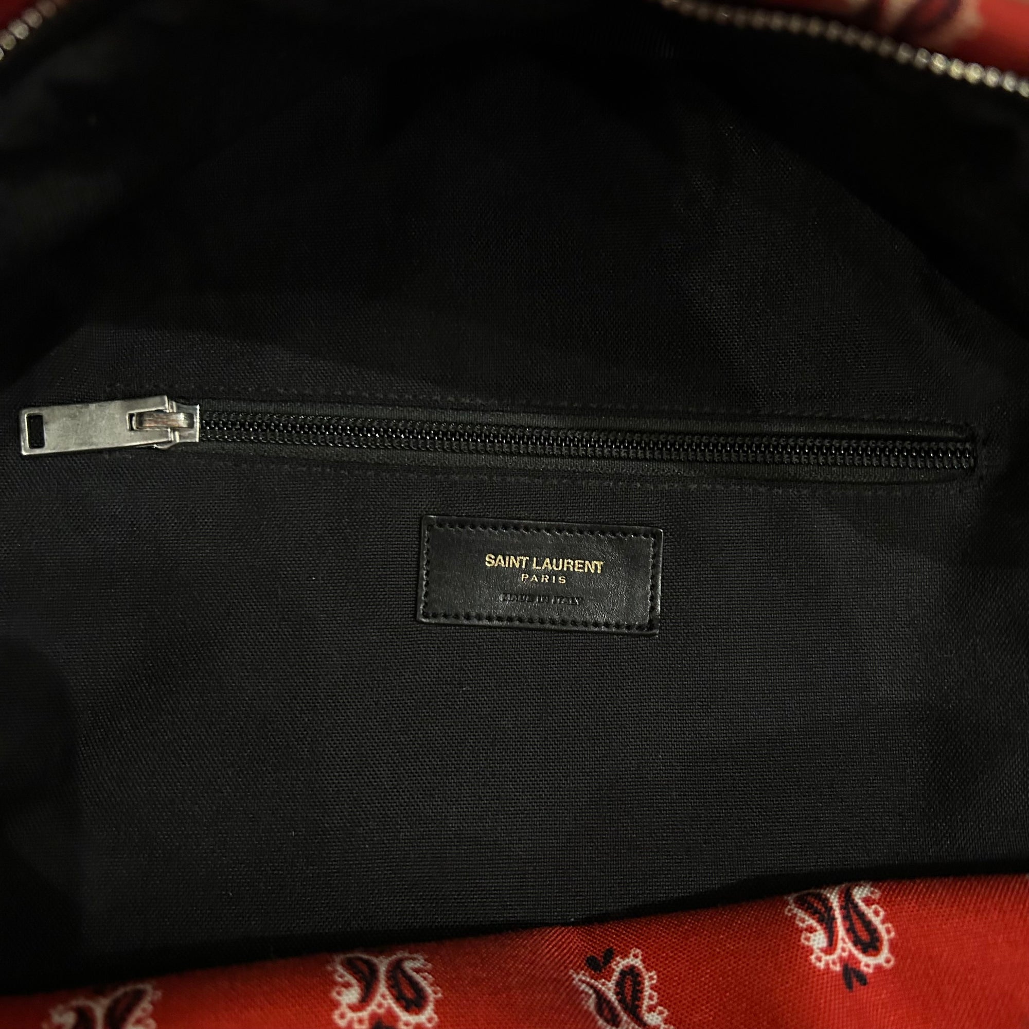 SAINT LAURENT SS15 PSYCH ROCK PAISLEY BACKPACK ‘RED’