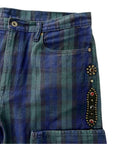 KAPITAL PLAID STUDDED DENIM ‘NAVY/GREEN’